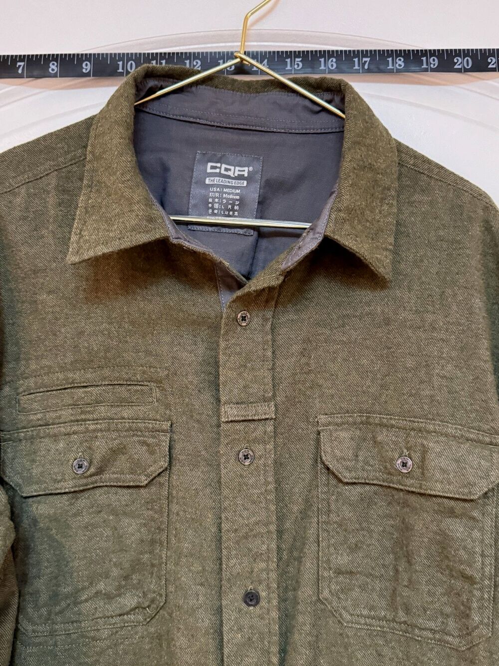 CQR Tactical Flannel Shirt Men's M Color HGN Green Cotton Flannel Button Up